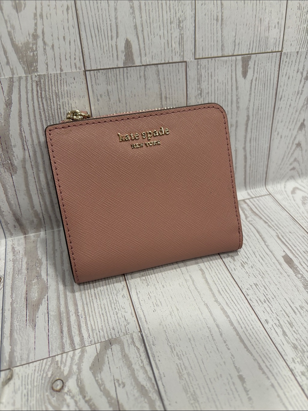 Kate Spade Cameron Small L-Zip Bifold Wallet in Dusty Rose